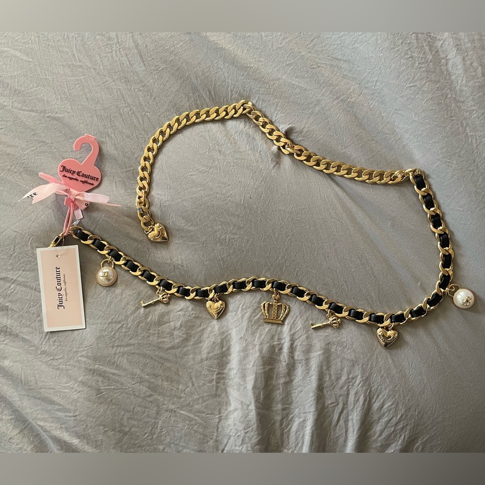 NWT Women’s Juicy Couture Gold Charm Belt Sz S/M